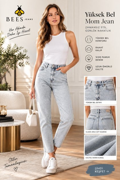 Γυναικείο παντελόνι Julia Snow Blue Mom Jean