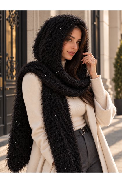 Women's Black Inner-Interlocking Plush Neck Collar Byn15