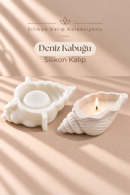 Deniz Kabuğu Silikon Kalıp Dekoratif Kap ve Mumluk Kalıbı 9,5x5,5x3 cm
