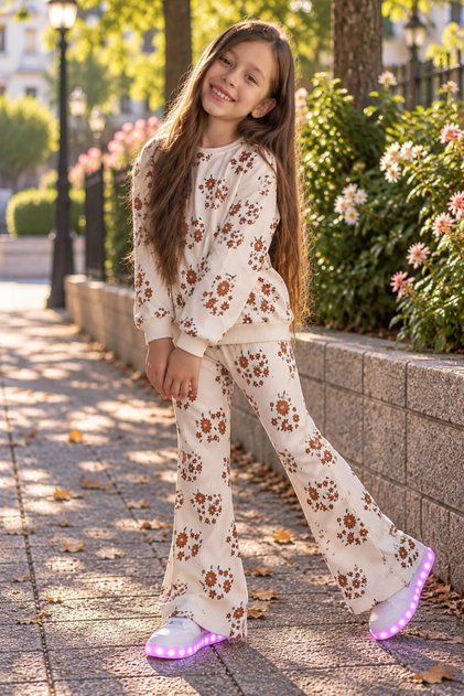 Girl's Floral Two-Thread Tracksuit Set