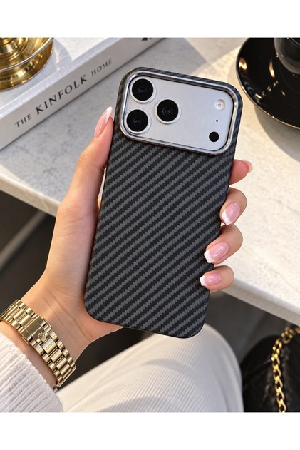 Prestige Carbonfiber Magsafe Supported Case with Metal Frame Compatible with iPhone 18 Pro