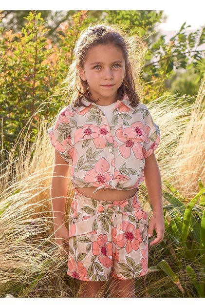 Girl's Floral Shorts Orange