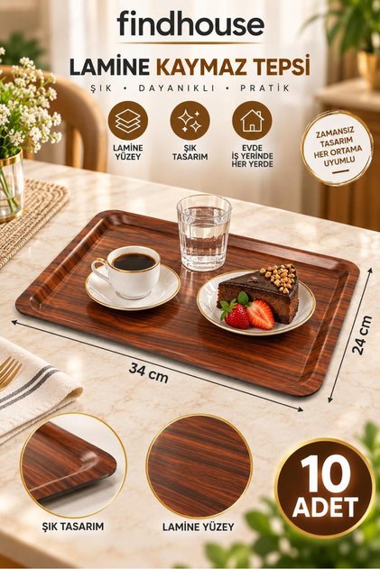 Laminated Non-Slip Serving Tray 10 Pcs 24X34 Home, Workplace, Cafe, Restaurant, Hotel, Diner, Canteen