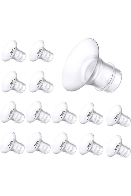 Flange Inserts 14PCS,7 Sizes Nipple Tunnel Reducer (13-21mm) for 24mm Shields,BPA-Free Silicone