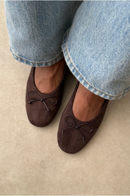 Women's Ballet Flats Dark Brown Suede