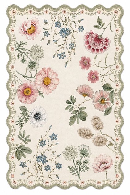 Eta Floral Patterned Woven Base Decorative Carpet Eta4208