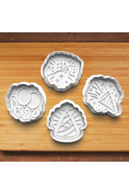 Party Fun Time Set of 4 Cookie and Sugar Dough Molds