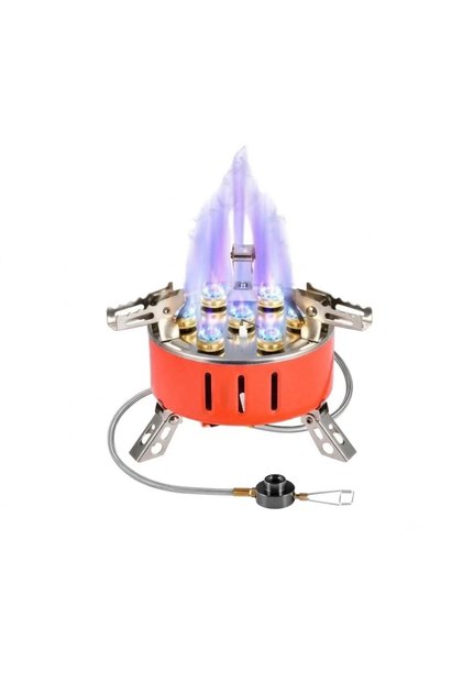 Portable Camping Gas Stove 28500W 7 Flame Burner with Electronic Ignition & 100cm Hose