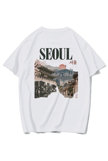 Unisex Oversize Seoul T-Shirt White