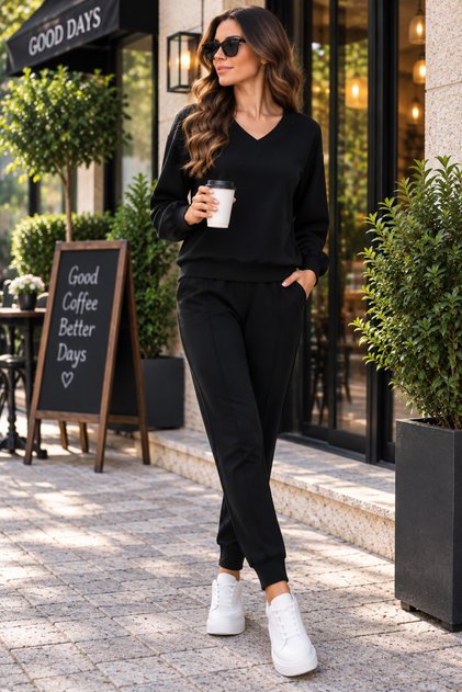 City Chic – Women's V-Neck Relaxed Fit Top and Cuffed Pants Set