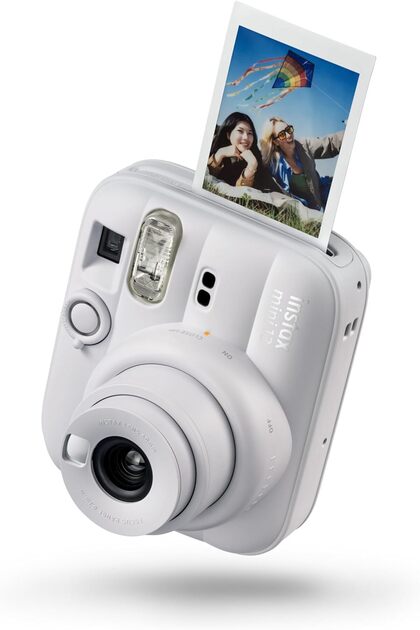 instax mini 13 instant camera with built-in Automatic flash, built-in selfie mirror, close up macro,modeself timer, Clay White