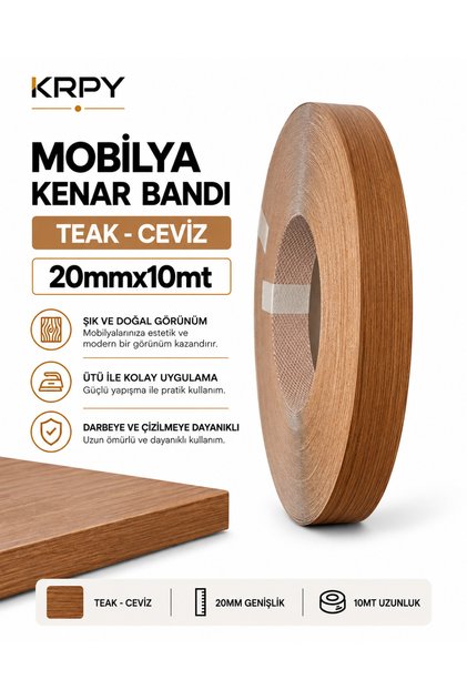 Mobilya Kenar Bandı Teak Ceviz Ütü Bandı 20mmx10mt