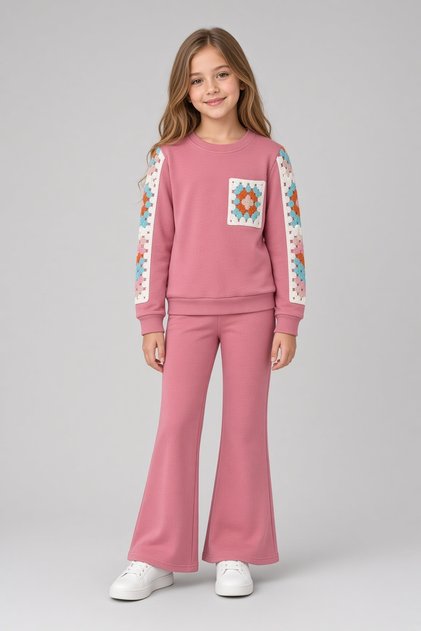 Flower Embroidered Girls' Set