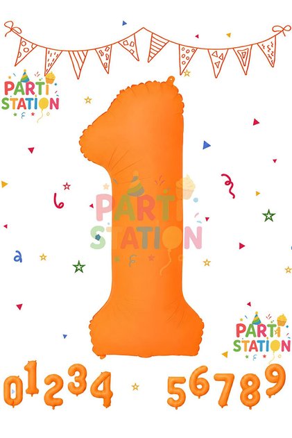 1 Year Old Orange Color Neon One Number Foil Balloon 40Inch 100cm 1 Piece Helium Flying Party Celebration Balloon