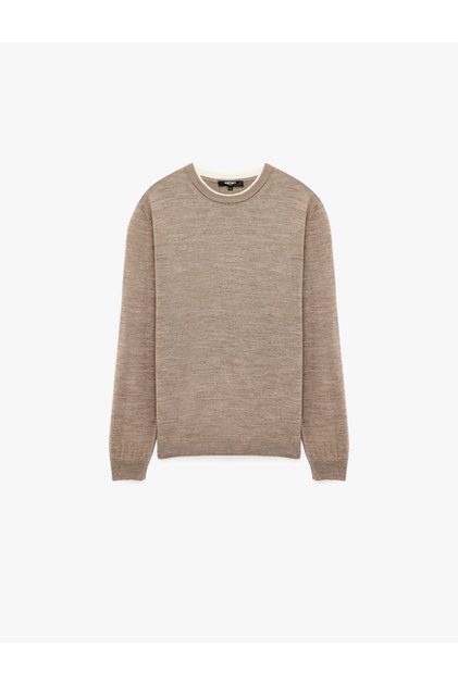 Long Sleeve Contrast Detailed Crew Neck Knitwear Sweater