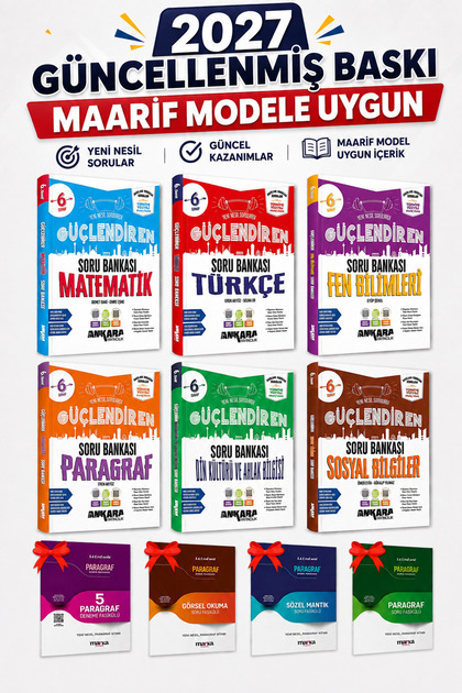GÜNCEL 6. SINIF MAARİF Tüm Dersler Soru Bankası Seti Ankara + 4 Paragraf Soru Fasikülü