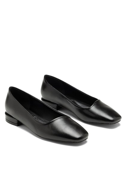 Women's Blunt Toe Heeled Mary Jane Black Ballet Shoes