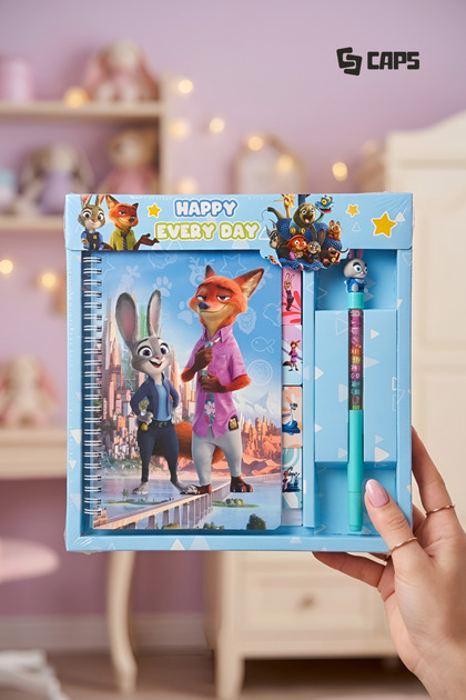 Set de papetărie tematică Zootopia - Caiet + Pix