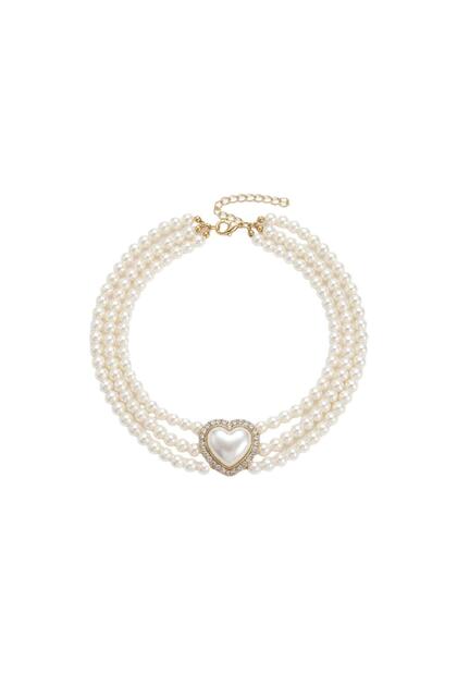 Amour Pearl Heart Pearl Choker Necklace