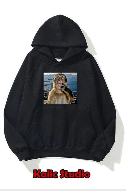 Thinking Monkey Unisex Sweatshirt Oversize Black