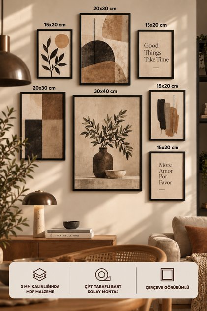 7-Piece Frame-Looking Modern Painting Set | Living Room, Office, Kitchen and Study Room Wall Decoration
