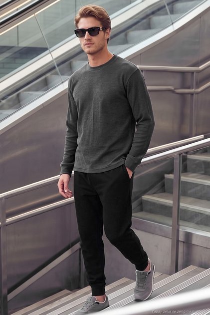Cotton Blend Relaxed Fit Crew Neck Sweatshirt Men's Sweat 5905837