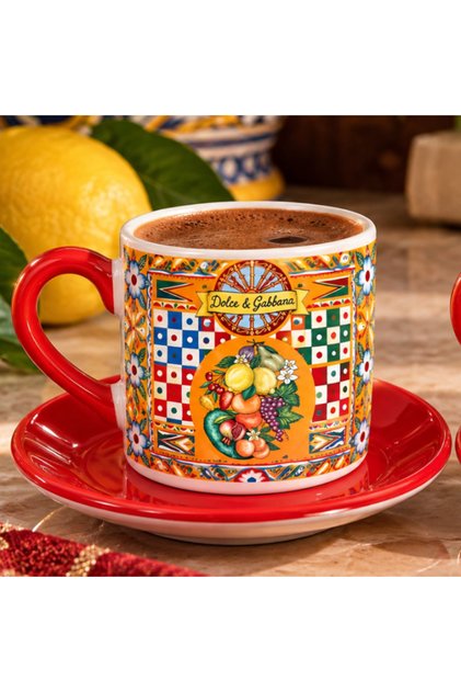 D&G Patterned Turkish Coffee Cup for 2 People