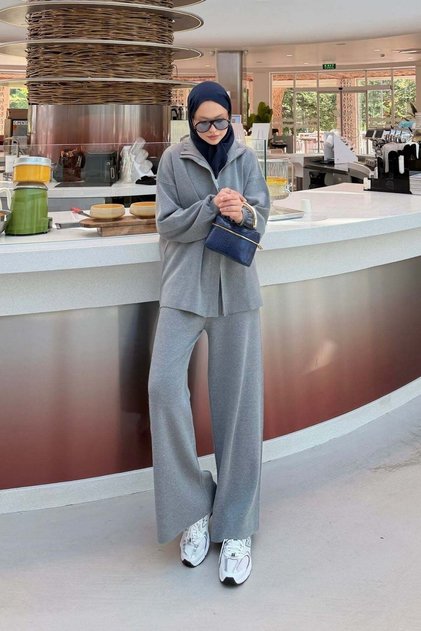 Mexico Double Zipper Suit Gray