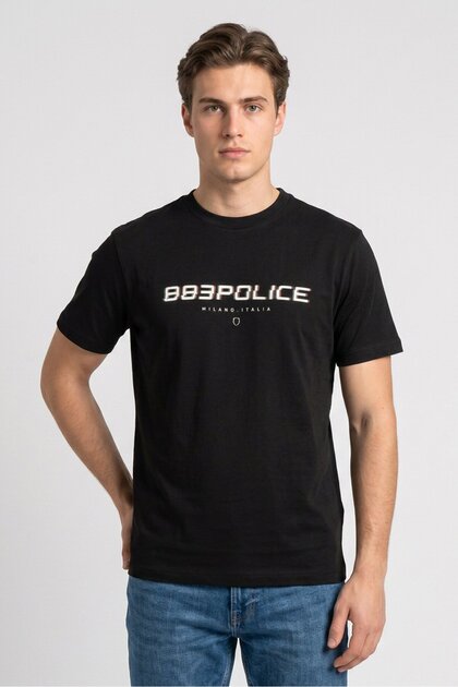 Men Crew Neck Short Sleeve Graphic Print T-Shirt, Black