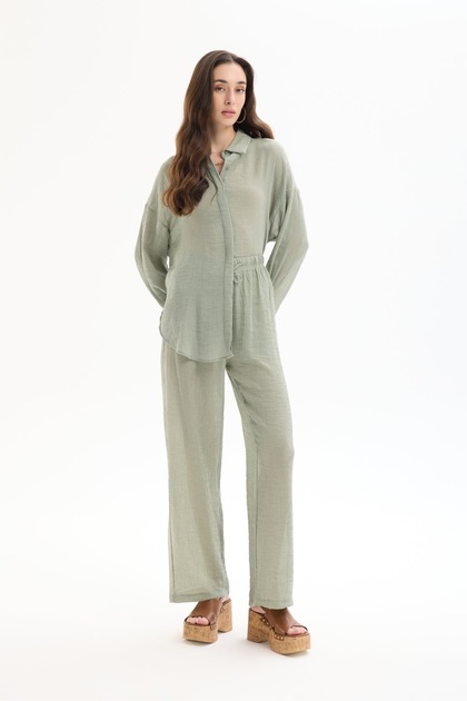 Women's Canvas Trousers Pnt00382 Khaki