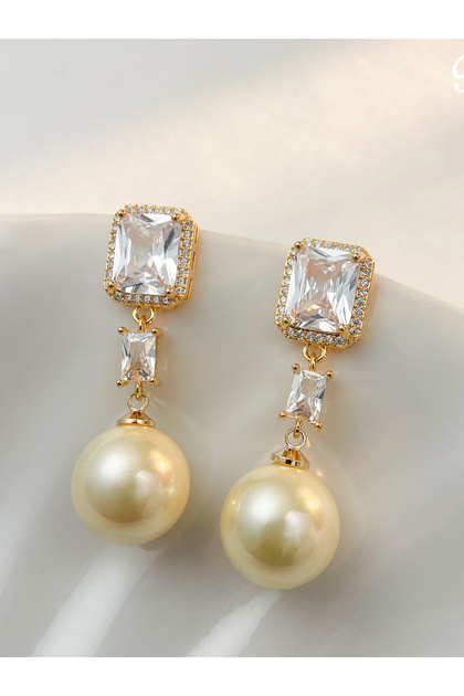 Faux Pearl Dangle Earrings
