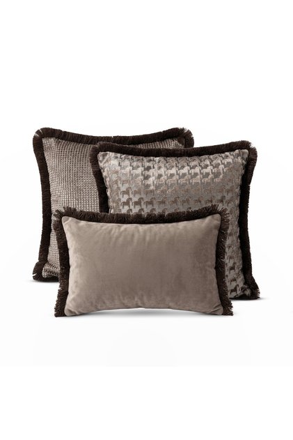 "Cheva" Tasseled Throw Pillow Cover Set - Brown