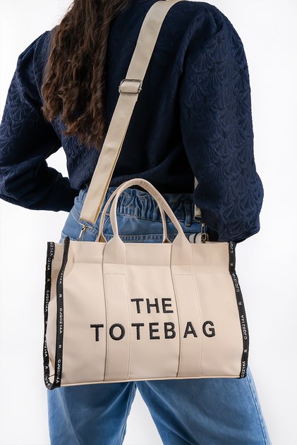 Women's Beige Canvas Shoulder Bag