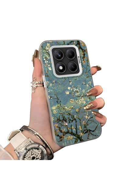 Retro Oil Painting Apricot Blossom Pattern Case for Redmi Note 14 Pro 4G/5G Compatible, Full Lens Protection