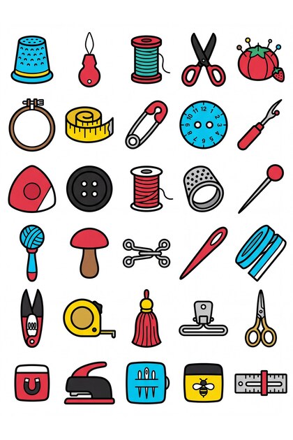 30 Pieces Sewing and Tailoring Supplies Sticker Set - for Agenda, Notebook, Laptop