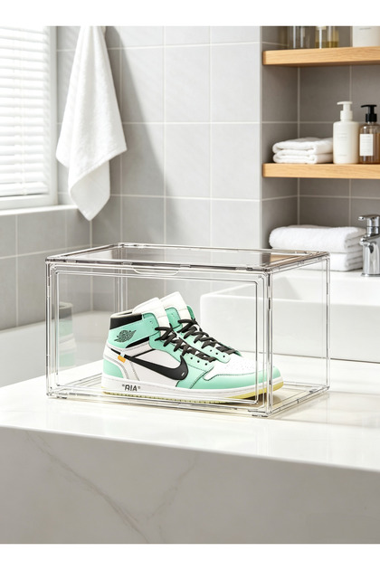 Installation-free multi-layer shoe storage box - transparent visible drawer-style sports shoe collection display rack