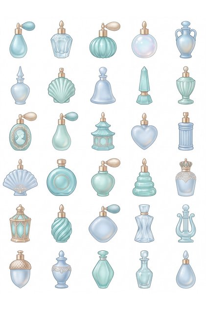 30 Pieces Vintage Glass Perfume Bottle Sticker Set - for Agenda, Phone, Notebook