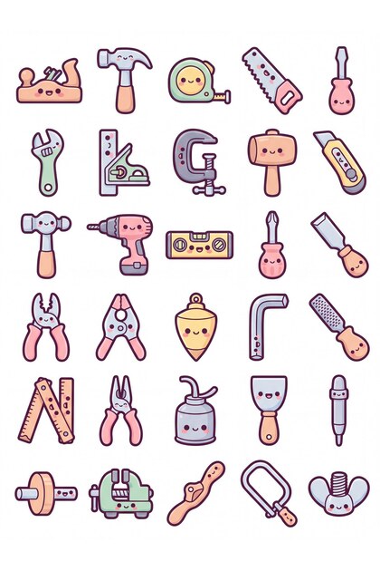 30 Pieces Cute Repair Tools Sticker Set - Laptop, Notebook, Phone Case
