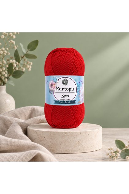 Lotus Merserize Görünümlü Microfiber Örgü İpi K165 Alev Kırmızı 1 Adet