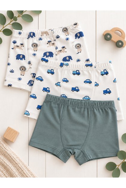 100% Cotton Boys' Baby Boxer Briefs Underwear Set of 3