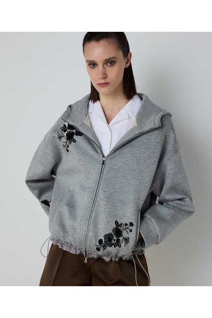 ÇİÇEK MODÜL İŞLEMELİ SWEATSHIRT