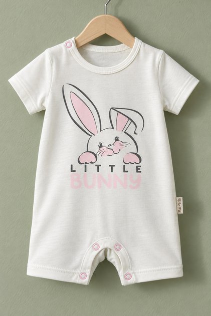 Baby Girl Rabbit Printed Cotton Summer Short Sleeve Jumpsuit 0-12 Months