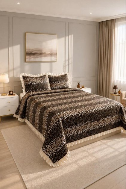 Ultrasonic Quilted Pebble Ruffle Double Pique Set 230X240 cm