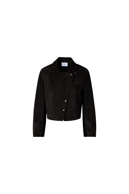Asimetrik Çıtçıtlı Kısa Boy Süet Deri Ceket