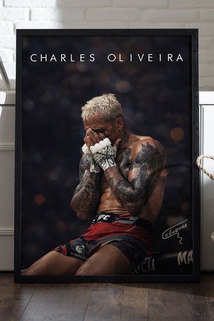 Charles Oliviera Siyah Ahşap Çerçeveli Poster, Dekoratif UFC Duvar Tablosu
