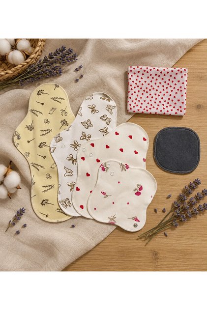 Washable Natural Women's Pads Trial Set (Xl, Night, Normal, Daily, Bag)