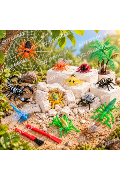 🐞 12+1 Böcek Dünyası Kazı Oyuncak Seti | Sürpriz Böcek ve Eklem Bacaklı Figürleri, Keşif ve Aktivite Seti