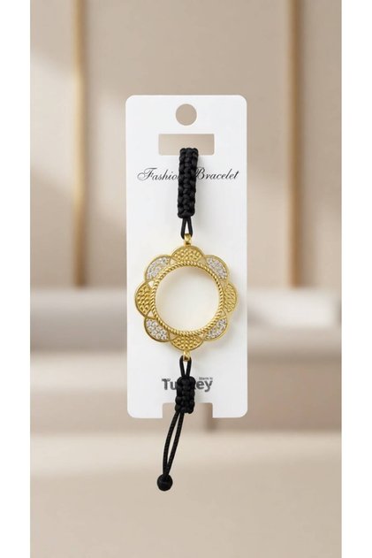 Gold Color Zircon Stone Half Gold Plated Macrame Thread Bracelet