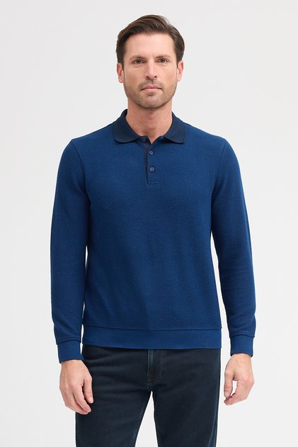 Men's Polo Neck Long Sleeve Sweatshirt