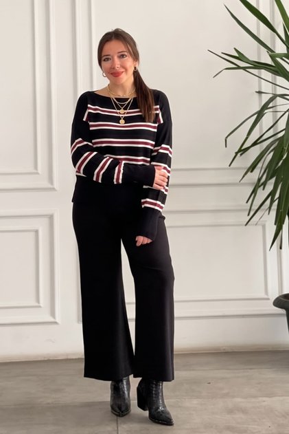Boat Neck Striped Sweater